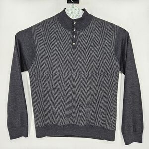 Vtg Mario Gilberti Sweater Mens XL Gray‎ Chevron Pattern Long Sleeve Italy